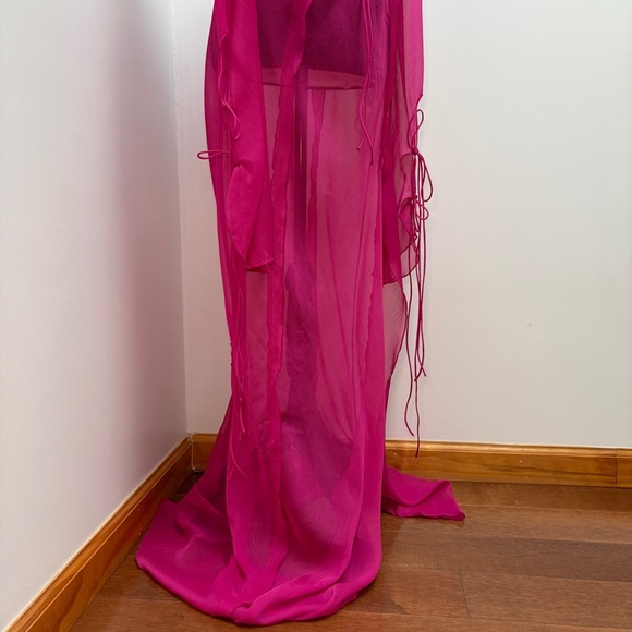 Rat & Boa- FARRETTI DRESS PINK Size Large Sheer Beach Cover Up - Picture 4 of 15